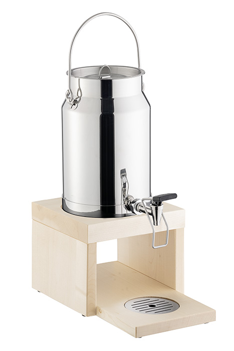 Stainless Steel Milk Dispenser with Maple Wood Base - 10838 (Pack of 1)