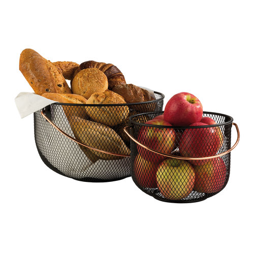 Black Metal Basket with Copper look Handle 30cm - 30208 (Pack of 1)