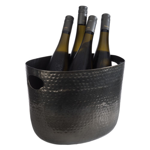 Aluminium 'Gunmetal look' Hammered Surface Handled Wine Bowl - 36112 (Pack of 1)