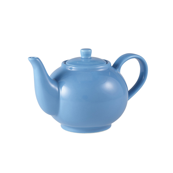 Genware Porcelain Blue Teapot 45cl/15.75oz - 393945BL (Pack of 6)