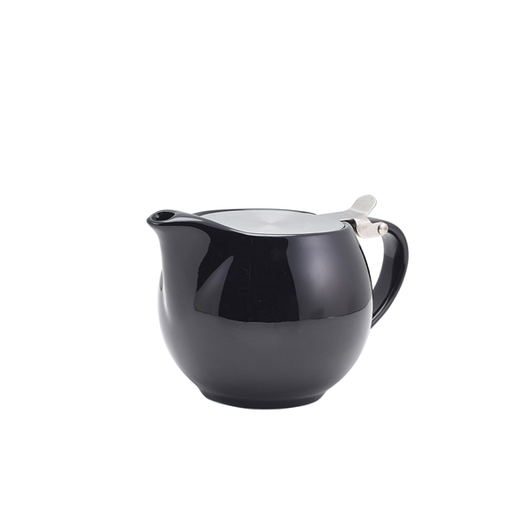 GenWare Porcelain Black Teapot with St/St Lid & Infuser 50cl/17.6oz - 395950BK (Pack of 6)