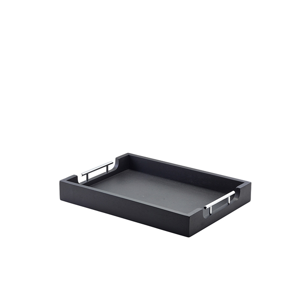 GenWare Solid Black Butlers Tray with Metal Handles 45 x 33cm - BTM4533BK (Pack of 1)