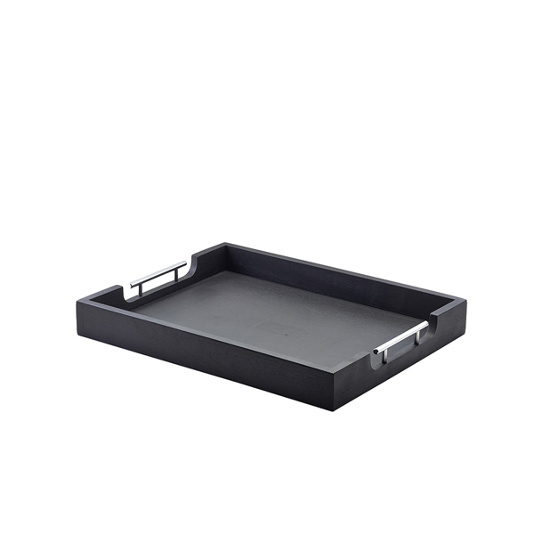 GenWare Solid Black Butlers Tray with Metal Handles 50 x 39.5cm - BTM5040BK (Pack of 1)