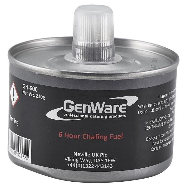 Gen-Heat DEG Adj Heat Chafing Fuel 6 Hour Can - GH-600 (Pack of 24)