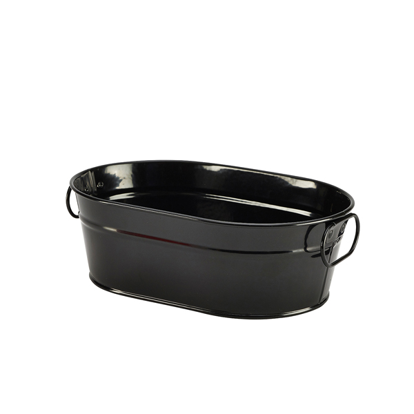 Galvanised Steel Serving Bucket Black 23 x 15 x 7cm - GSB2315BK (Pack of 6)