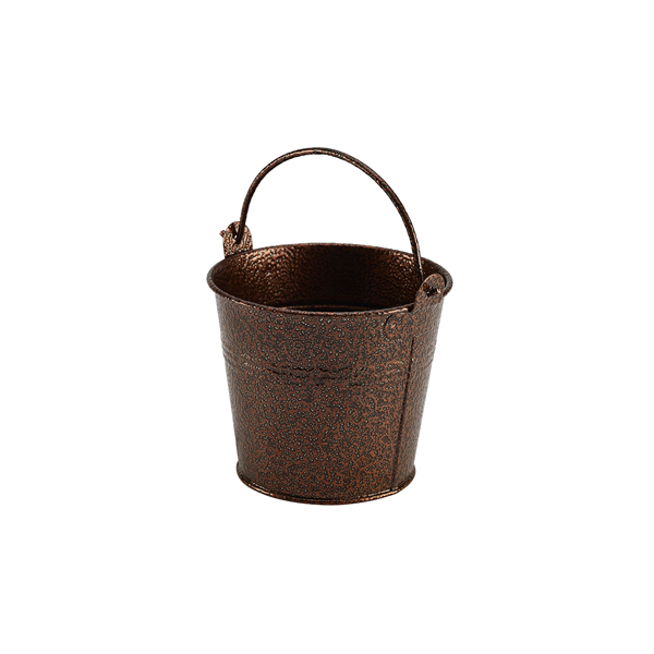 Galvanised Steel Hammered Serving Bucket 10cm Dia Copper - GSHB10C (Pack of 12)