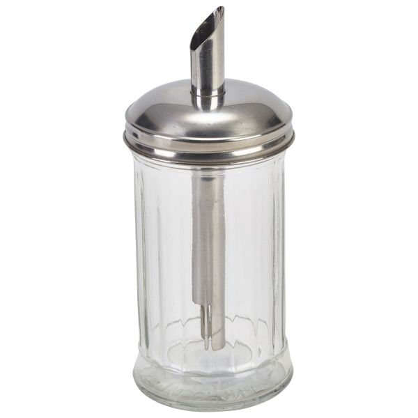 Sugar Pourer Clear Glass Base S/St.Tube Top - KC003