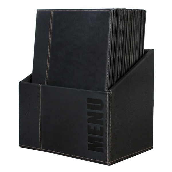 Contemporary Menu Box + 20 A4 Black Menus - MC-BOX-TRA4-BL