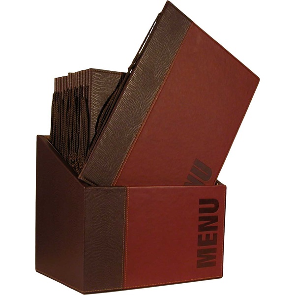 Contemporary Menu Box + 20 A4 Wine Red Menus - MC-BOX-TRA4-WR