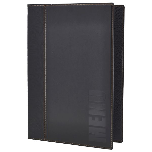 Contemporary A4 Menu Holder Black 4 Pages - MC-TRA4-BL