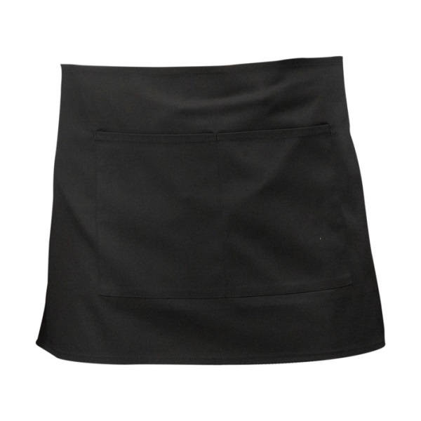 Black Short Apron W/ Split Pocket  70cm x 37cm - NA06