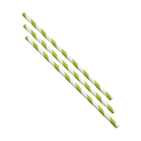 Paper Straws Green and White Stripes 20cm (500pcs) - PPS20GR