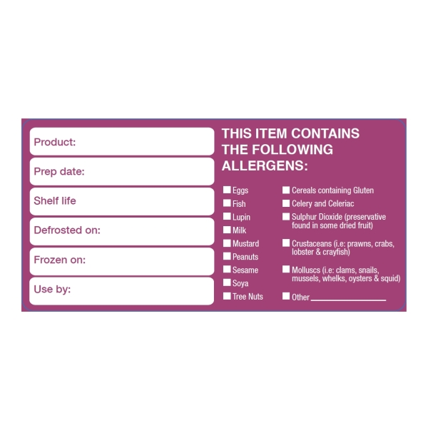 50x100mm Removable Product/Allergen Label (500) - RAPDU24R