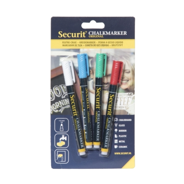 Chalkmarkers 4 Colour Pack (R,G,W,Bl) Small - SMA100-V4-COL