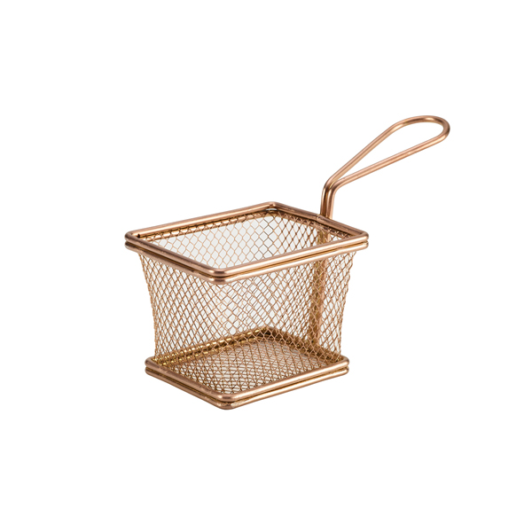 Copper Serving Fry Basket Rectangular 10 x 8 x 7.5cm - SVB1008C (Pack of 6)