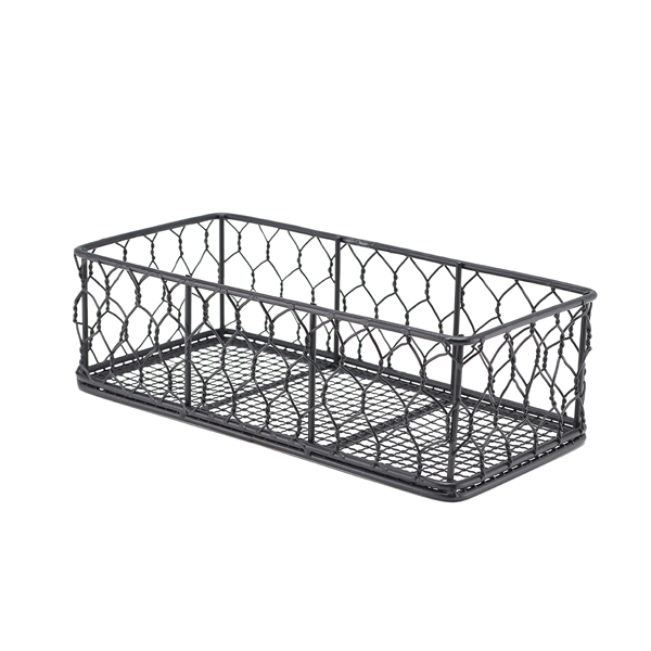 GenWare Rectangular Black Wire Basket 25 x 12 x 7.5cm - WB2512BK (Pack of 6)