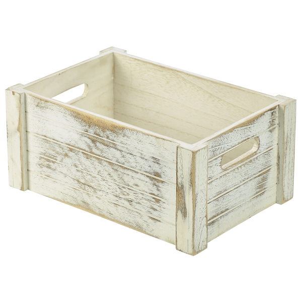 Wooden Crate White Wash Finish 34 x 23 x 15cm - WDC-3423W