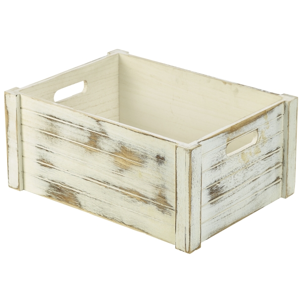 Wooden Crate White Wash Finish 41 x 30 x 18cm - WDC-4130W