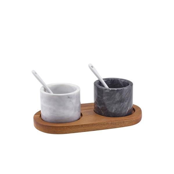 Marble Salt & Pepper Pot Set - MBL-SPBWL