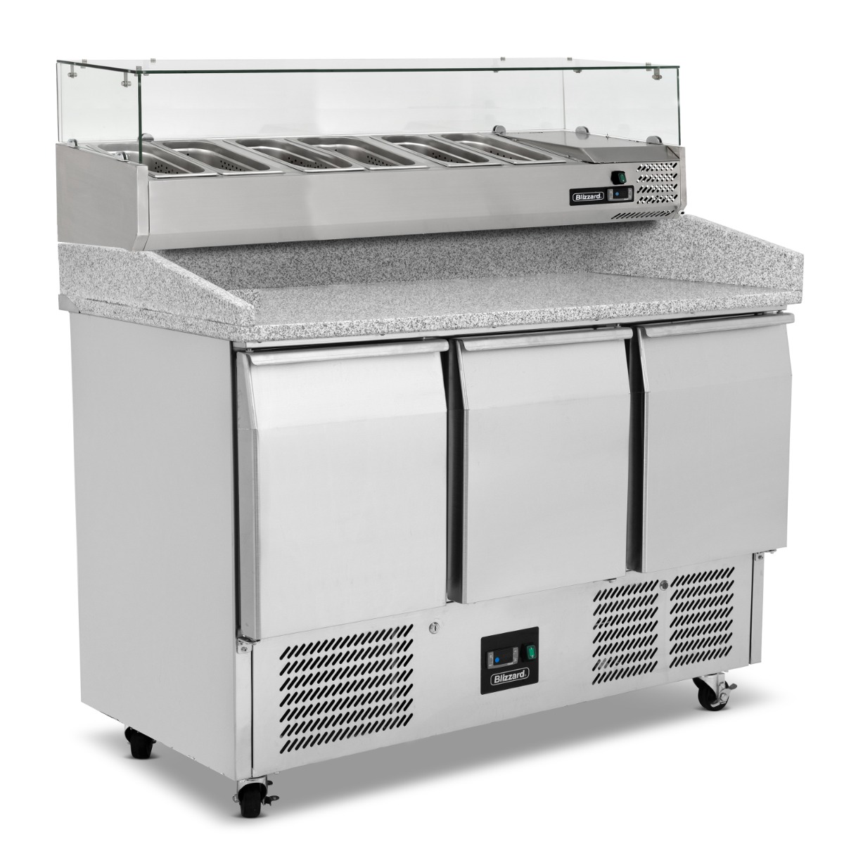 BLIZZARD 3 Door Compact Gastronorm Pizza Prep Counter 368L - BCC3PIZZA