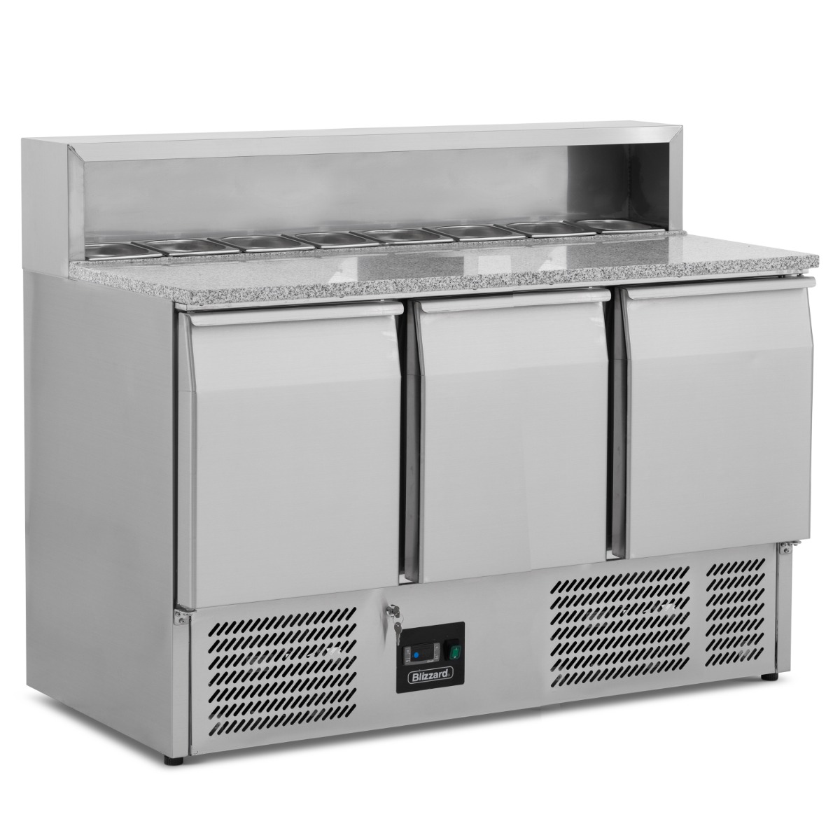 BLIZZARD 3 Door Compact Gastronorm Pizza Prep Counter 368L - BCC3PREPGRANITE