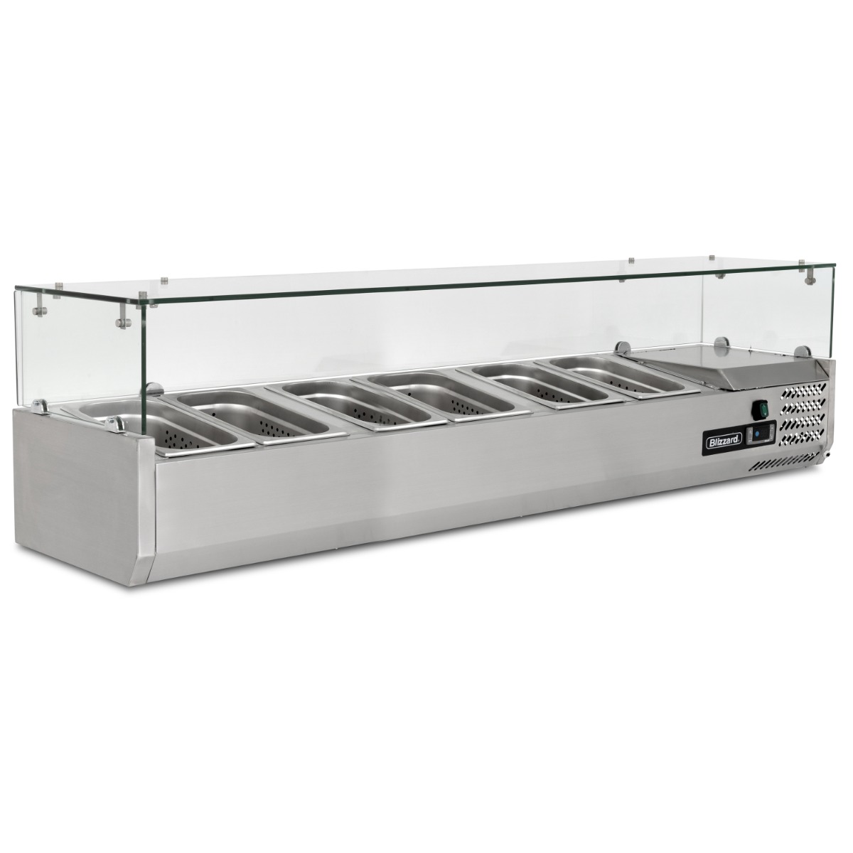 BLIZZARD 1/3 Gastronorm Prep Top with Glass Cover 1500mm(W) - TOP1500CR
