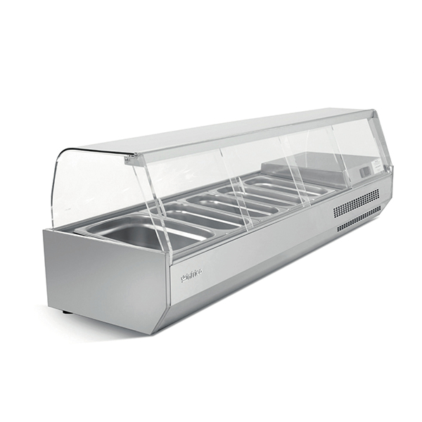 INFRICO 1/3 GASTRONORM PREP TOP WITH GLASS COVER 1493MM(W) - VIP1490B13CR