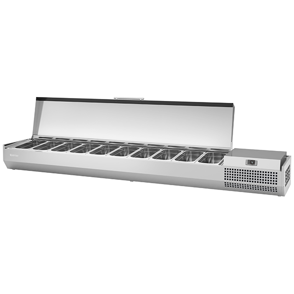 INFRICO 1/4 GASTRONORM PREP TOP WITH HINGED LID 2300MM(W) - VIP2330B14TA
