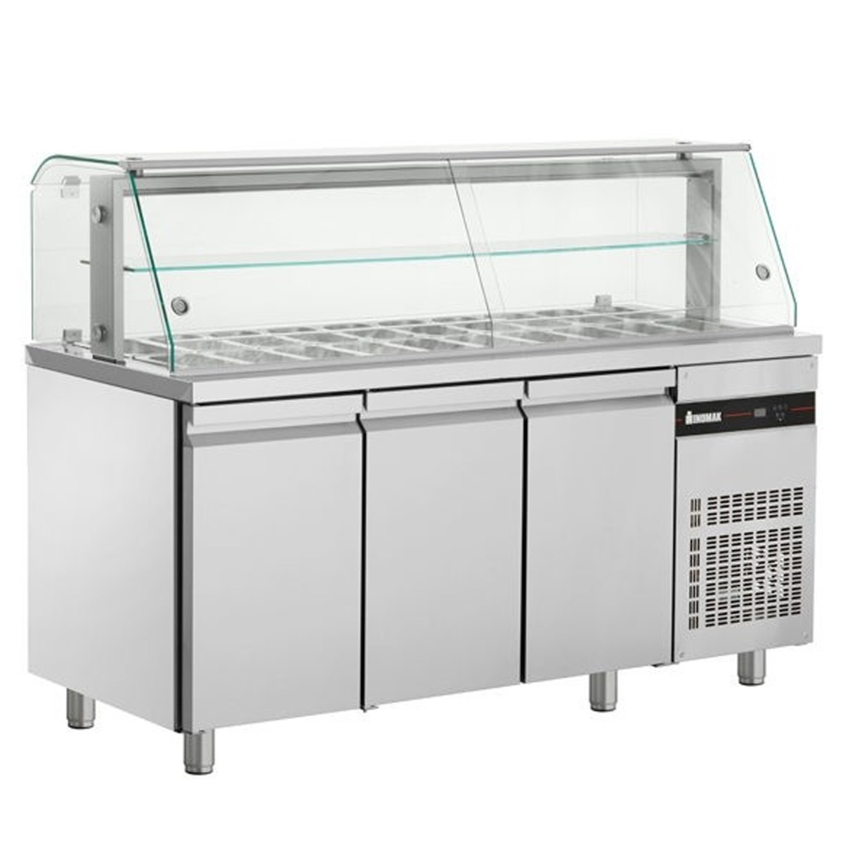 INOMAK Three Door Saladette With Display Case - ZQFP999
