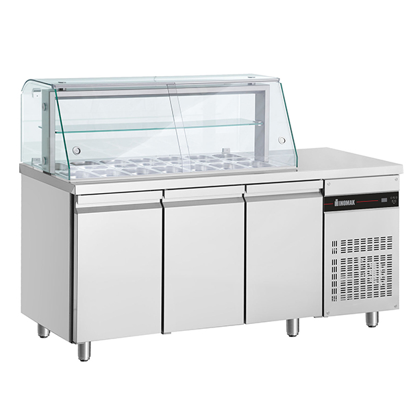 INOMAK 3 Door Gastronorm Saladette with Display 429L - ZQV999