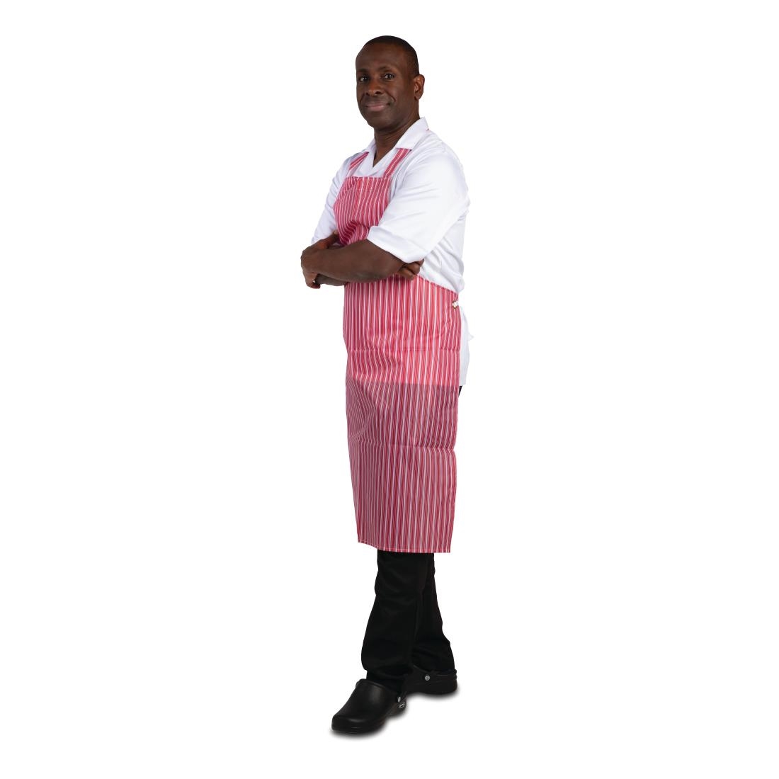 Whites Waterproof Bib Apron Red And White Stripe