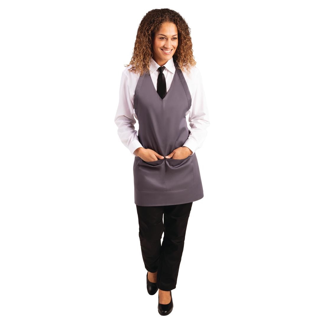 Whites V Neck Service Apron Charcoal