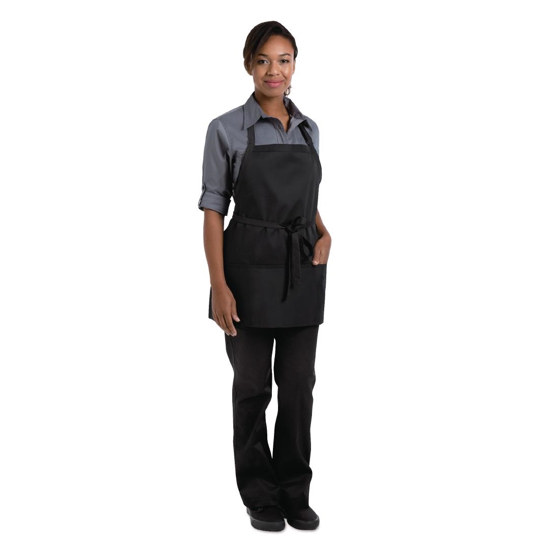 Chef Works Three Pocket Bib Apron Black