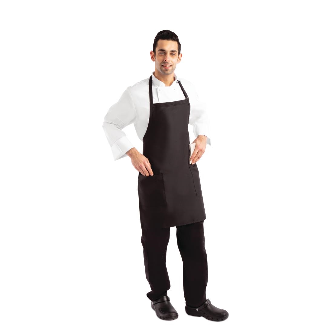 Chef Works Two Patch Pocket Bib Apron Black