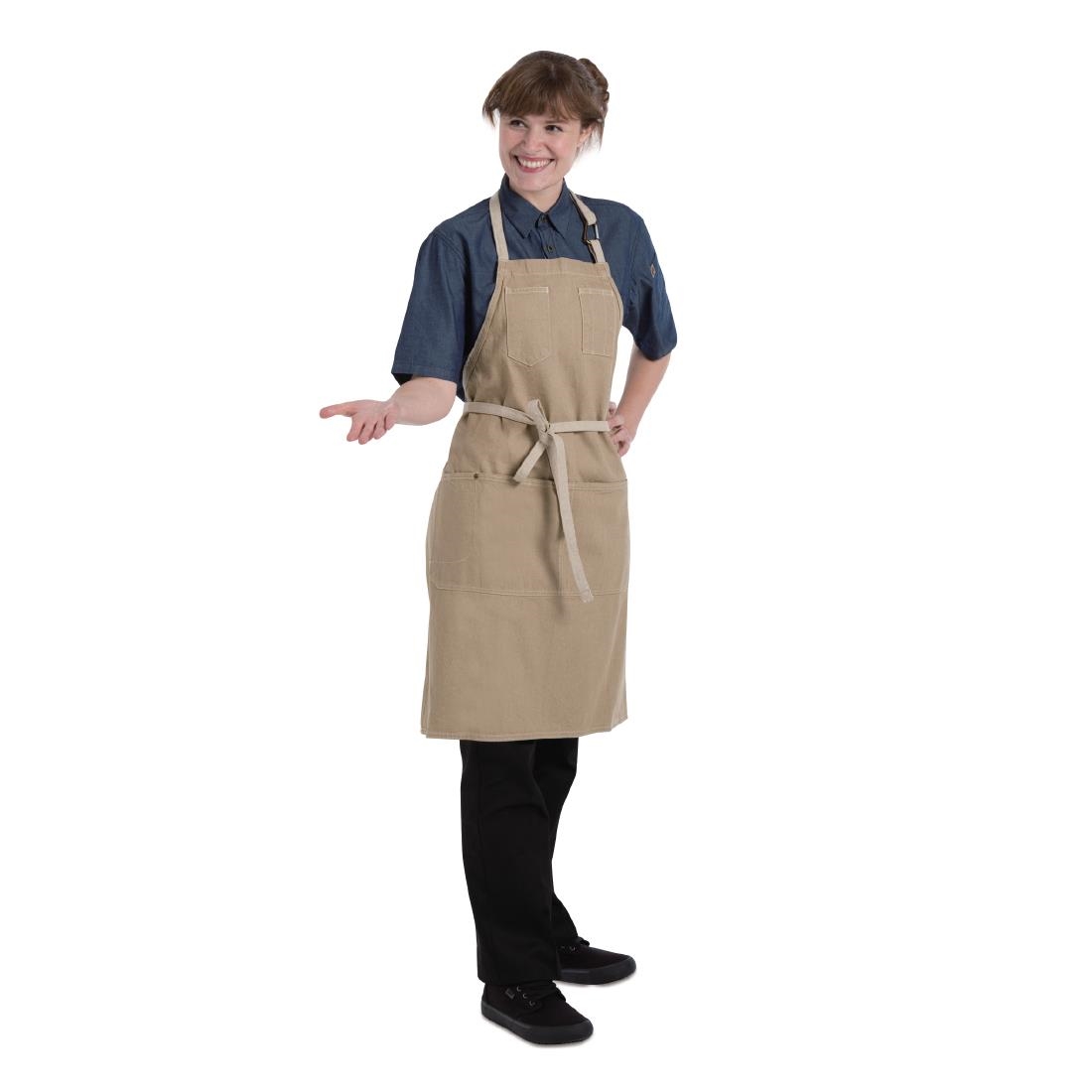 Chef Works Urban Austin Denim Bib Apron Natural