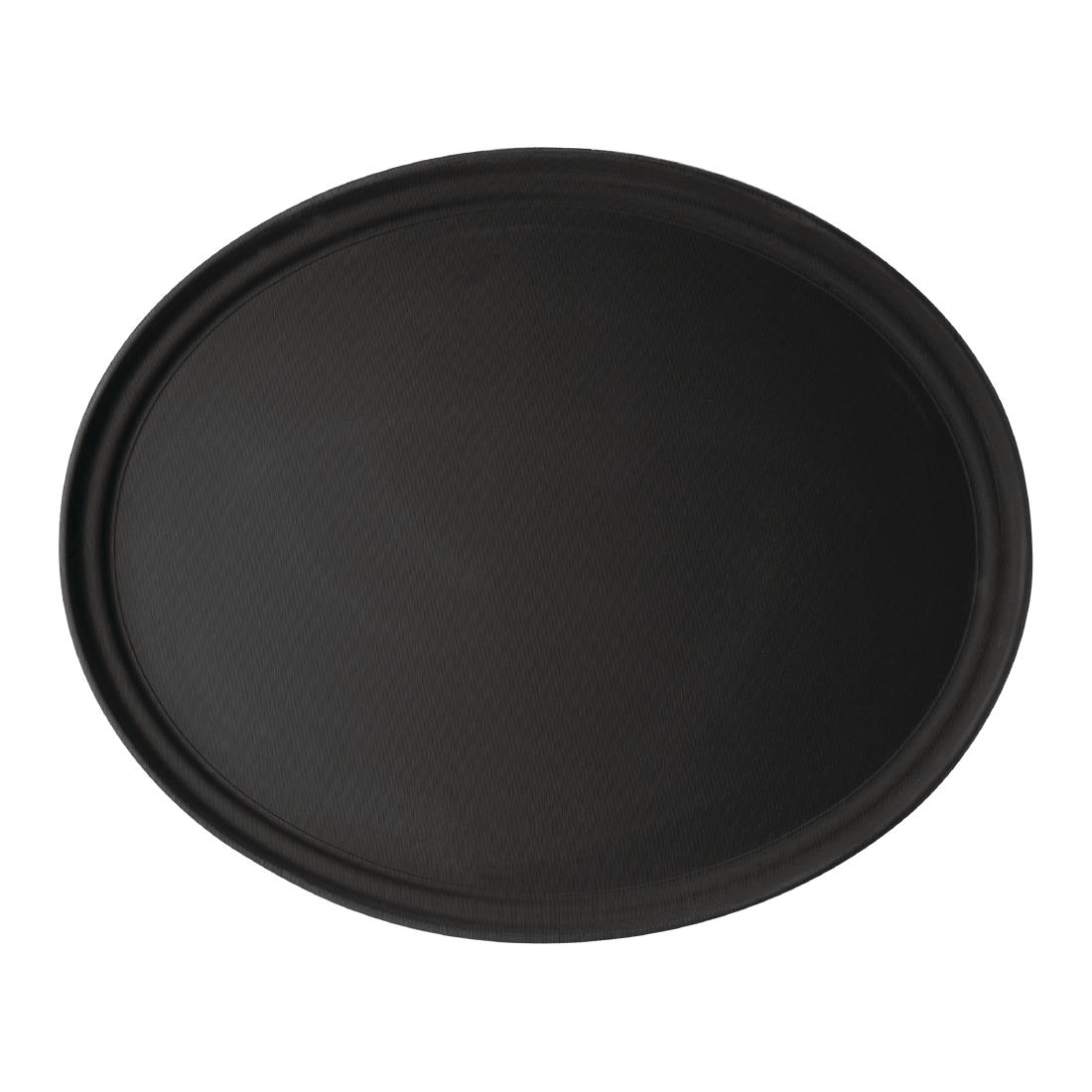 Cambro Camtread Large Fibreglass Oval Non-Slip Tray Black 600mm