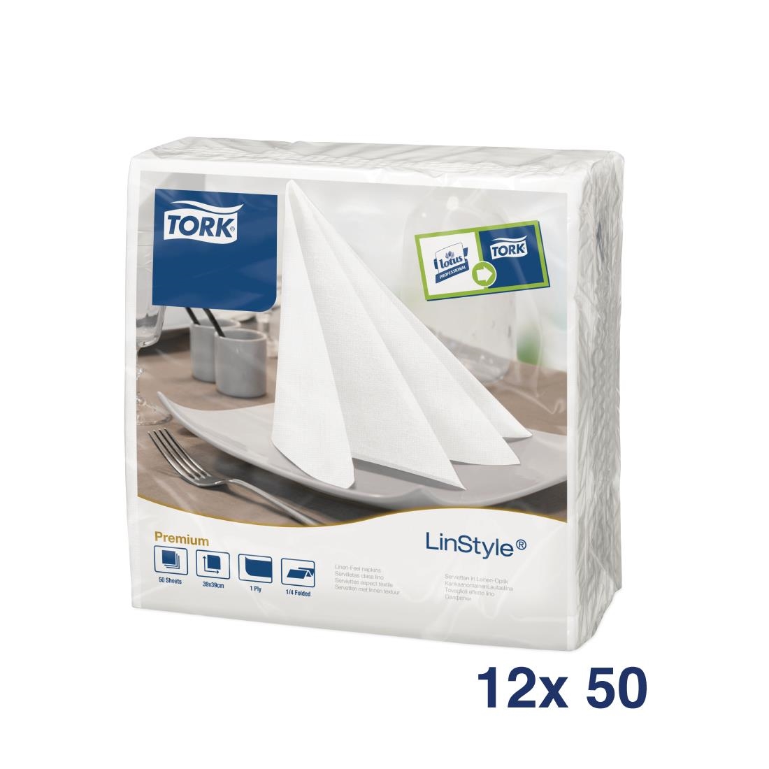 Tork Linstyle Dinner Napkin White 400mm (Pack of 600)