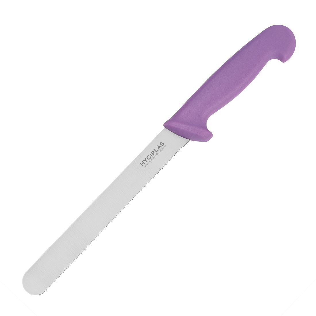 Hygiplas Bread Knife Purple Handle 20.5cm
