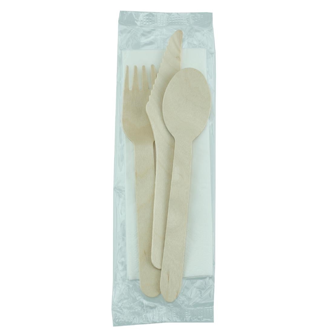 eGreen Individually Biofilm Wrapped 4-in-1 Wooden Cutlery Set (Pack of 250)