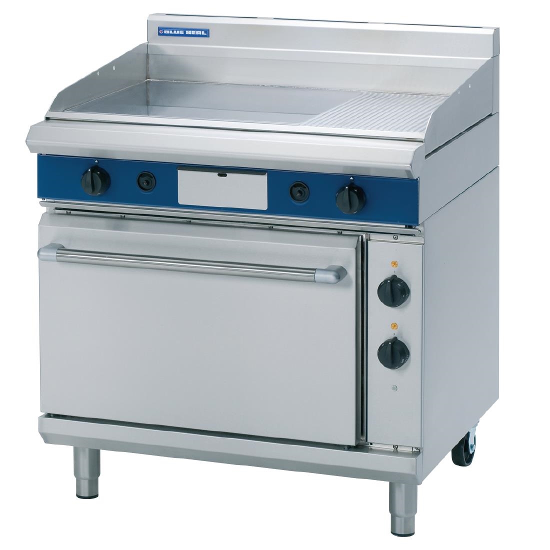 Blue Seal Evolution Nat Gas 1/3 Ribbed Chrome Griddle Electric Static Oven Nat Gas GPE506/N