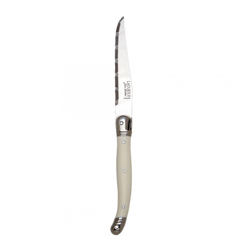 Laguiole White Handle Steak Knife Serrated 1.2mm Blade - 53854S057 (Pack of 6)